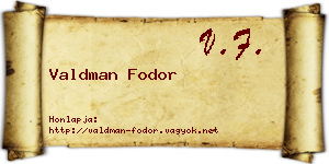Valdman Fodor névjegykártya